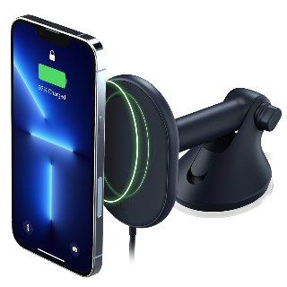 iOttie Velox MagSafe Magnetic Wireless Dash & Windshield Mount - Trådløs opladerholder til bil + bilstrømsadapter