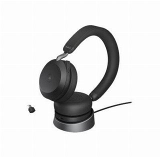 Jabra Evolve2 75 incl Charging Stand Stereo USB-C Microsoft Teams Sort - Headset - Bluetooth - trådløs - USB-C