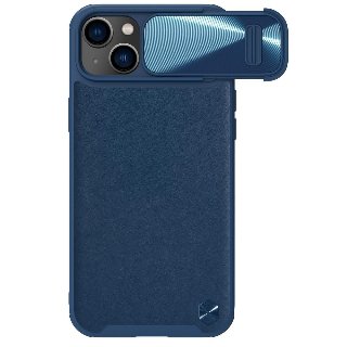 Nillkin CamShield Leather S Case iPhone 14 Plus Case Cover with Camera Cover Blue