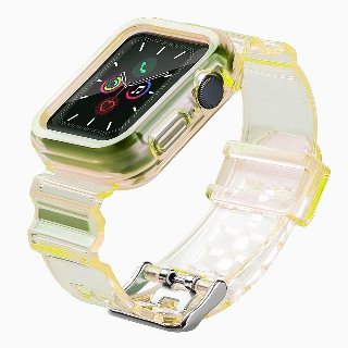 Hurtel Silicone Band Strap Bracelet Case Strap Light Set for Apple Watch 44mm