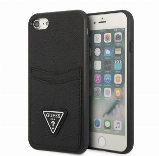 GUESS GUHCI8PSATPK iPhone 7/8 SE 2020 / SE 2022 hardcase black/black hardcase Saffiano Triangle Logo Cardslot