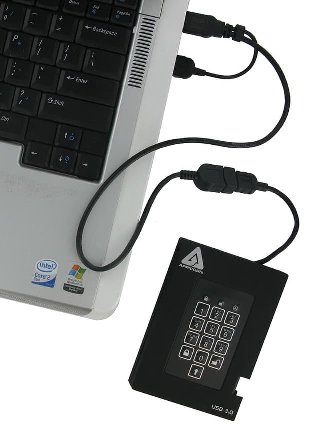 Apricorn Padlock fortress 256GB SSD USB Sort