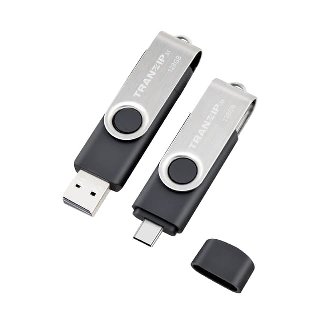 Tranzip Flip Duo 128GB USB-A / USB-C Sort, Flerfarvet, Rustfrit stål