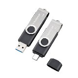 Tranzip Flip Duo 32GB USB-A / USB-C Sort, Flerfarvet, Rustfrit stål