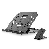 Laptop-stativ 2-i-1 + mobil stativ, sort