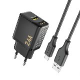 Dudao A23TEU 2.4A GaN USB-A wall charger with USB-A cable