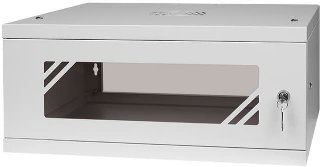 Wall Rack 19" 4U 45cm Glass Door Grey