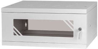 Wall Rack 19" 4U 35cm Glass Door Grey