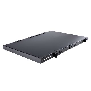 19" 1U rackhylde justerbar 19,5-38" 150 kg sort