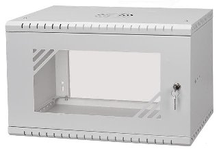 Wall Rack 19" 6U 35cm Glass Door Grey