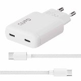 X2O 65W GaN Dual SLIM AVS Oplader (Inkl. 1.5 m USB-C til USB-C kabel)