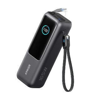 Powerbank With Built-in USB-C Cable 165W25000mAh Sort