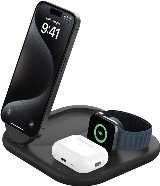 Magnetic 3-in-1 Stand Qi21.5m Sort - Trådløs opladningsstander + AC-strømadapter