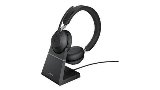 Jabra Evolve2 65 incl Charging Stand Stereo USB-A Microsoft Teams Sort - Headset - Bluetooth - trådløs - USB-A