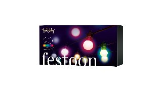 Twinkly Festoon – 20 App-controlled RGB LEDs. 10 Meters. Black Wire. - Kædelys