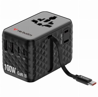 Verbatim Charge ’n’ Travel 100W Travel Adapter w/ Cable Bla
