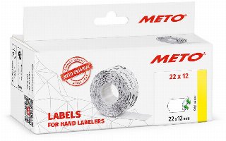 METO Prisetiketter, aftag. 22x12mm, hvid, 6rl/1000