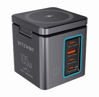 BlitzWolf BW‑i113 GaN USB‑A + 3xUSB‑C 105W Mains Charger