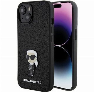 Karl Lagerfeld Fixed Glitter Ikonik Logo Metal Pin case for iPhone 15