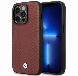 BMW BMHMP14L22RFGR iPhone 14 Pro 6.1" Burgundy/burgundy Leather Diamond Pattern MagSafe
