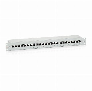 Digital Data Equip Premium 24-Port Cat.6 Shielded Patch Panel Light Grey