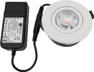 Nordtronic Low Profile Flexible G2 Ø75 med driver, 6W, 3000K, mat hvid