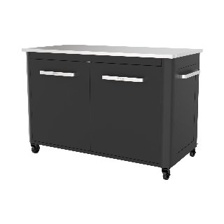 cozze ®udebord med rustfri stål bord, 2-låger og 4 hjul rustfri stål/sort/grå