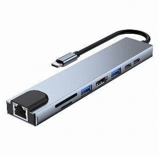 Lippa 8-in-1 87W USB-C PD 4K HDMI & Ethernet Hub USB hub