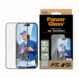 PanzerGlass Screen Protector iPhone 16 | 15 | Ultra-Wide Fit - Skærmbeskytter - glas