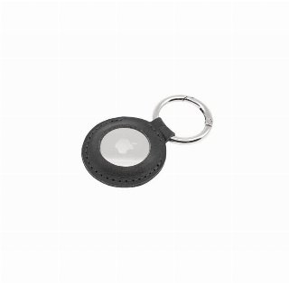 FIXED Ægte læder nøglering etui til AirTag Sort