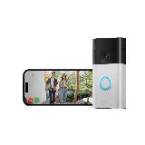 Ring Battery Video Doorbell (Satin Nickel) + Chime (2nd Gen) - Smart dørklokke - med kamera