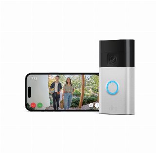 Ring Battery Video Doorbell (Satin Nickel) + Chime (2nd Gen) - Smart dørklokke - med kamera