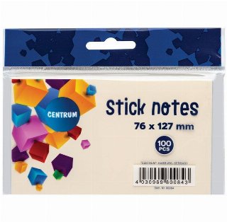 CENTRUM StickNotes 75*125mm 100 ark pastelgul