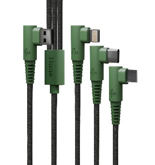 Hune Hiedra Braided 90° 3-in-1 USB Cable 1.2m