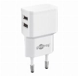 Goobay Dual USB charger 2.4 A (12W) white - Strømforsyningsadapter