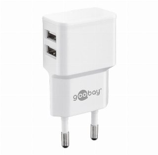 Goobay Dual USB charger 2.4 A (12W) white - Strømforsyningsadapter