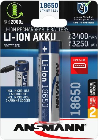 ANSMANN 1 Ansmann Li-Ion 18650 3400mAh 3.6V Micro-USB