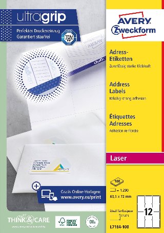 Avery Etiketter, 63,5x72mm - Adresseetiketter