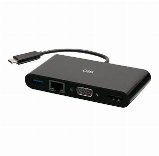 C2G USB C to HDMI VGA USB A & RJ45 Adapter - Dockingstation