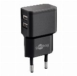 Goobay Dual USB charger 2.4 A (12W) black - Strømforsyningsadapter