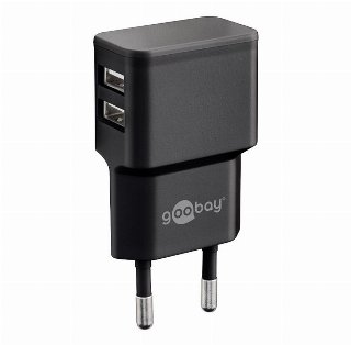 Goobay Dual USB charger 2.4 A (12W) black - Strømforsyningsadapter