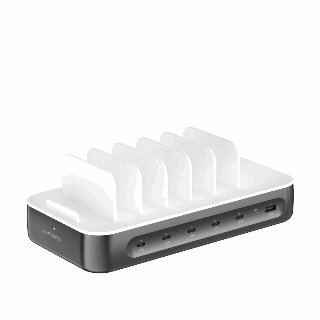 4smarts Charging station Team 100W 1x USB-A port 5x USB-C ports includes 6 cables space grey