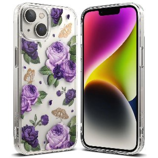 Ringke Fusion Design Armored Case Cover with Gel Frame iPhone 14 Plus Clear (Purple rose) (FD637E29)