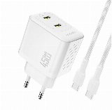 Dudao A28PCEU PD 45W GaN 2xUSB-C Wall Charger with USB-C Cable