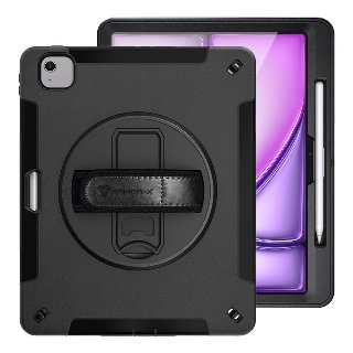Rainproof military grade rugged case with hand strap & kick-standiPad Air 13" (M2), iPad Air 13" (M3), iPad Air 13" (M4) Sort
