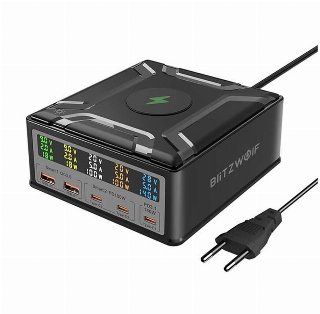 BlitzWolf BW-S28 260W 2xUSB-A 3xUSB-C 15W wireless charger (black)