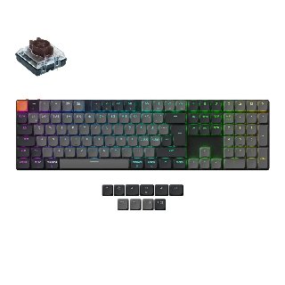 Keychron K5v2 RGB Aluminum Hot Swap QMK Kablet og trådløs Keychron Low Profile 2.0 Brown Nordisk