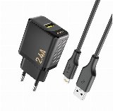 Dudao A23LEU 2.4A GaN EU USB-A wall charger with USB-A cable