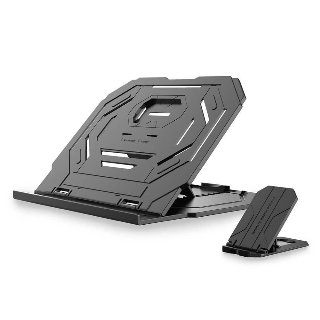 Laptop-stativ 2-i-1 + mobil stativ, sort