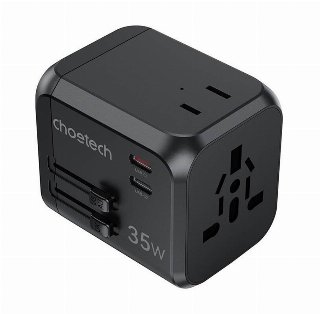 Choetech PD5008 travel charger 3xUSB-A 2xUSB-C GaN 35W US/EU/UK/AU (black)